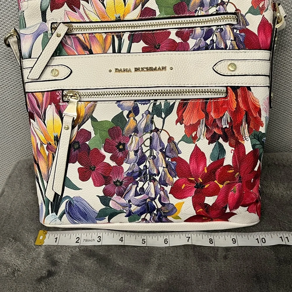 Dana Buchman floral purse/ crossbody bag. 7 pockets. Multicolored. Spring Summer - Picture 9 of 15